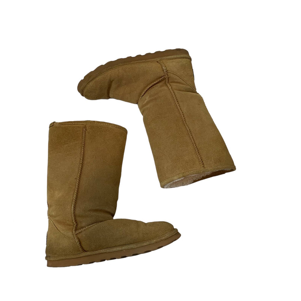 Bearpaw Womens Elle Tall Suede Sheepskin Boots Size 11 Tan Solid Warm